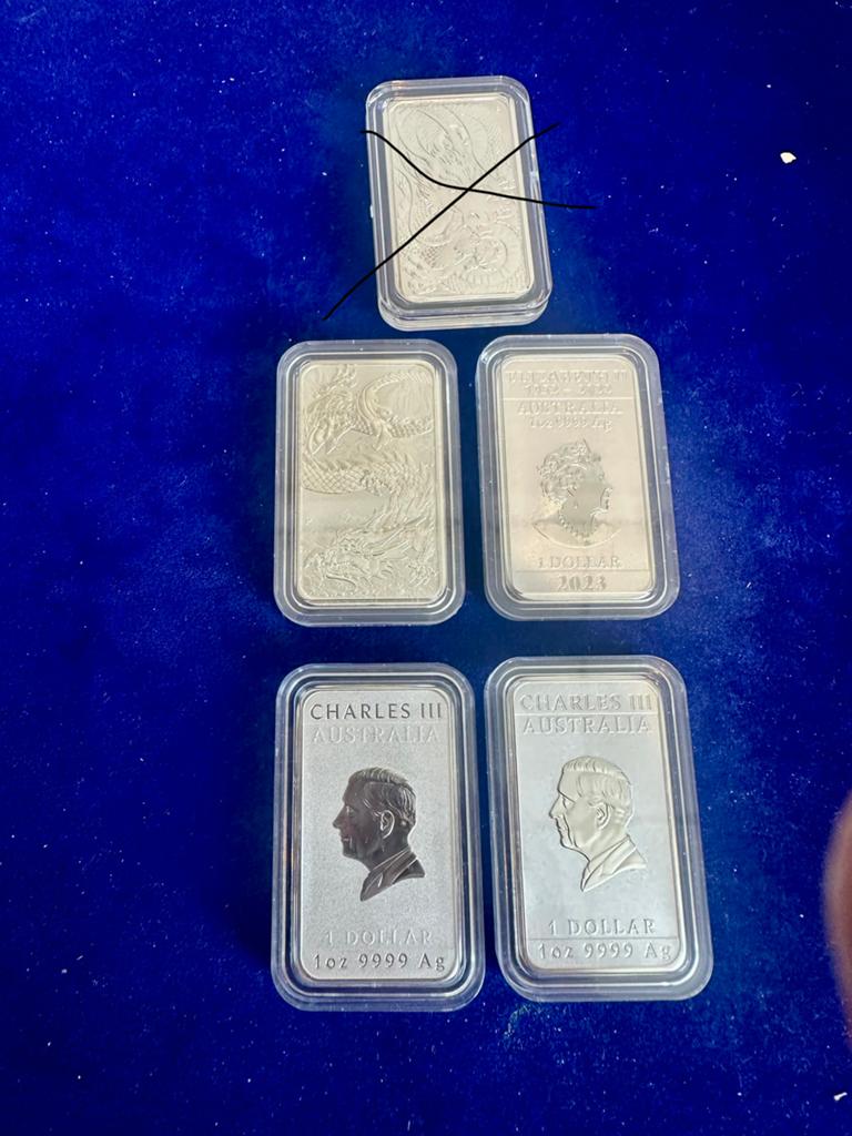 4 st Rectangular baartjes a 1 oz zilver, Postzegels en Munten, Edelmetalen en Baren, Zilver, Ophalen of Verzenden