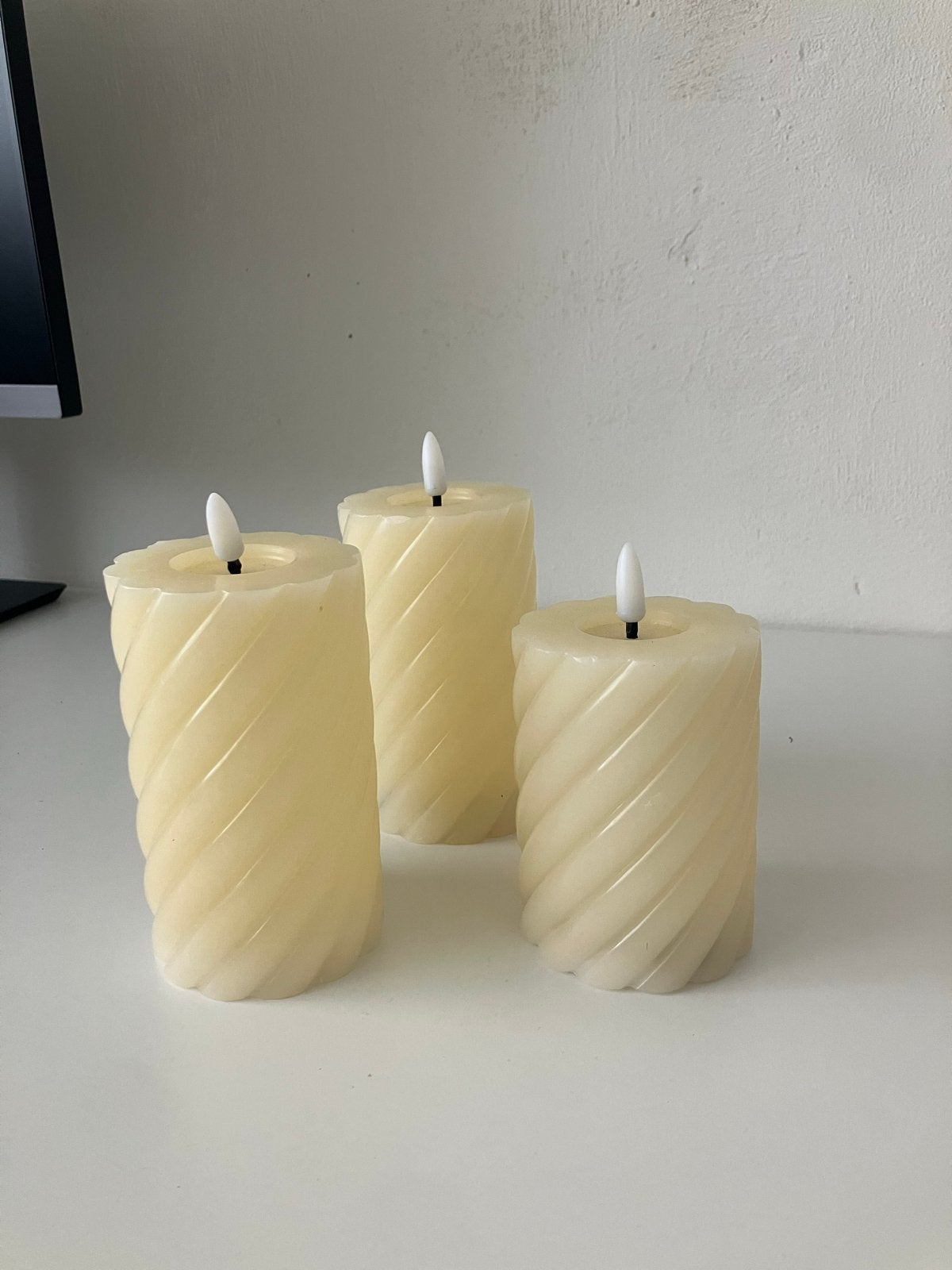 Set van 3 beige LED kaarsen, Ophalen, Kunststof, Beige, Nieuw