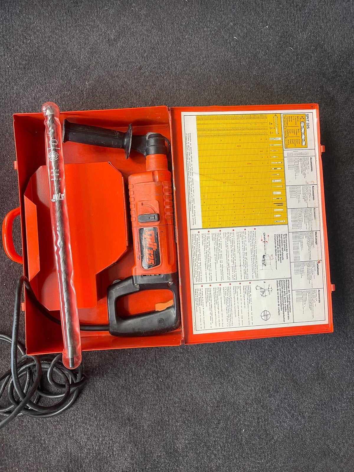 Spit 325 Boorhamer in koffer met accessoires, Boor- en/of Breekhamer, Ophalen of Verzenden, Klopboormechanisme, Gebruikt