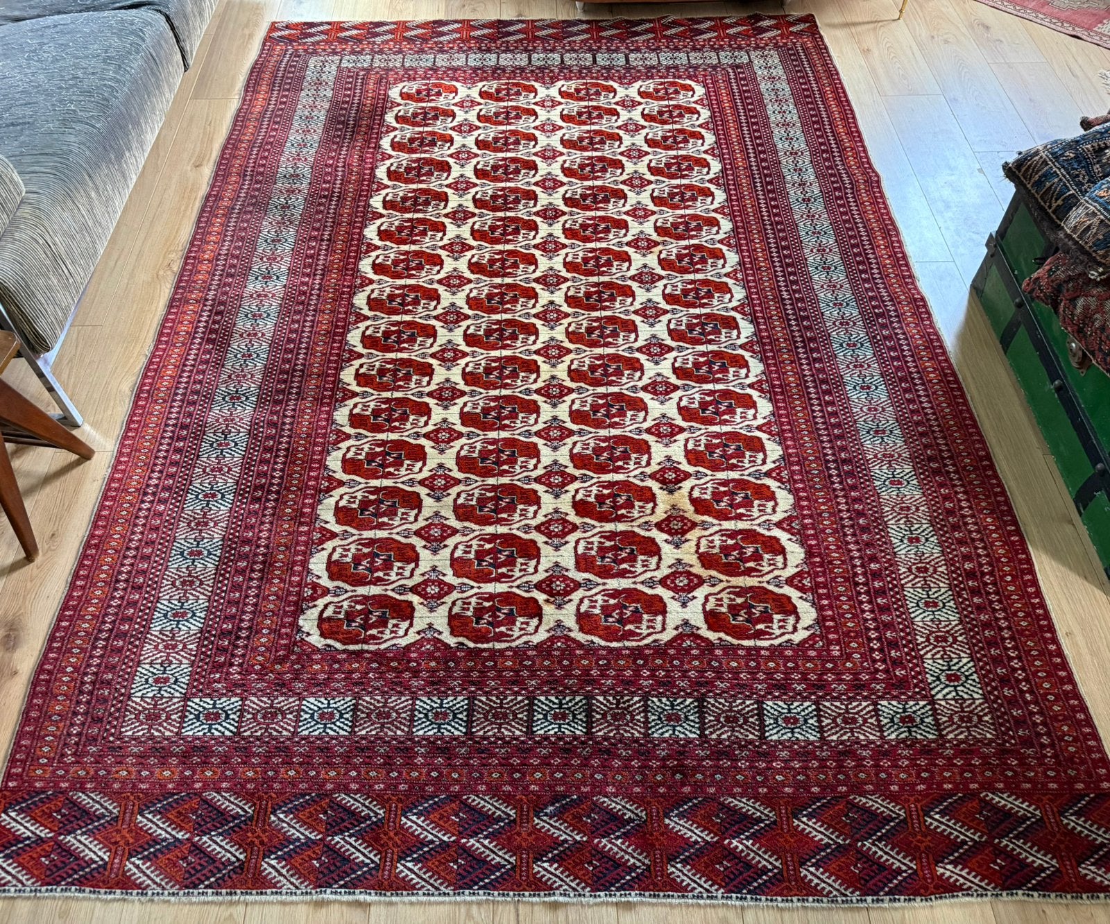 Vintage Handgeknoopt Perzisch Bokhara Tapijt 275 x 190 cm, Gebruikt, 1053ML, Amsterdam, Info@bababoho.com, 150 tot 200 cm