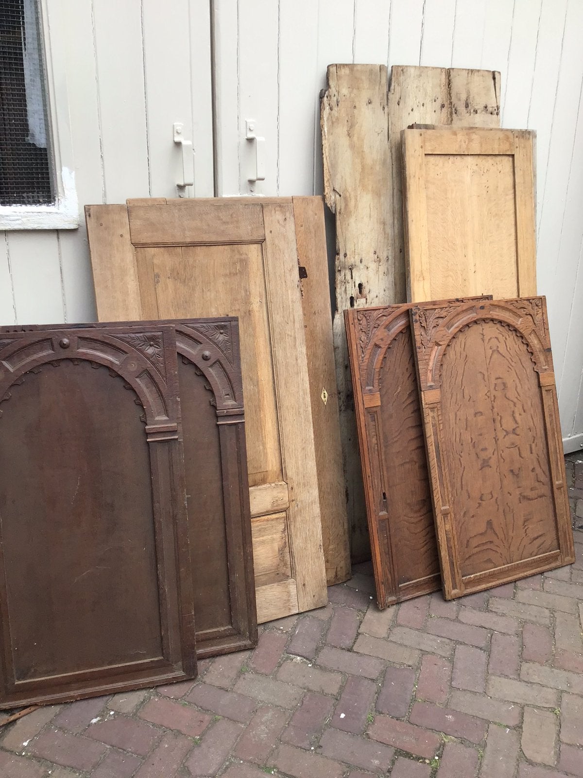 9 antieke eiken houten kastdeuren, Ophalen of Verzenden