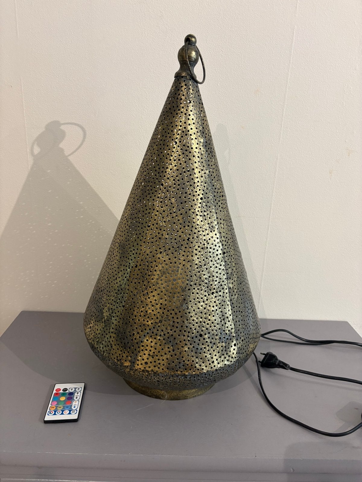Oosterse Sfeerlamp 60 cm hoog met kleuren LED lamp, Meerkleurig, Sfeerlamp, Metaal, Gebruikt