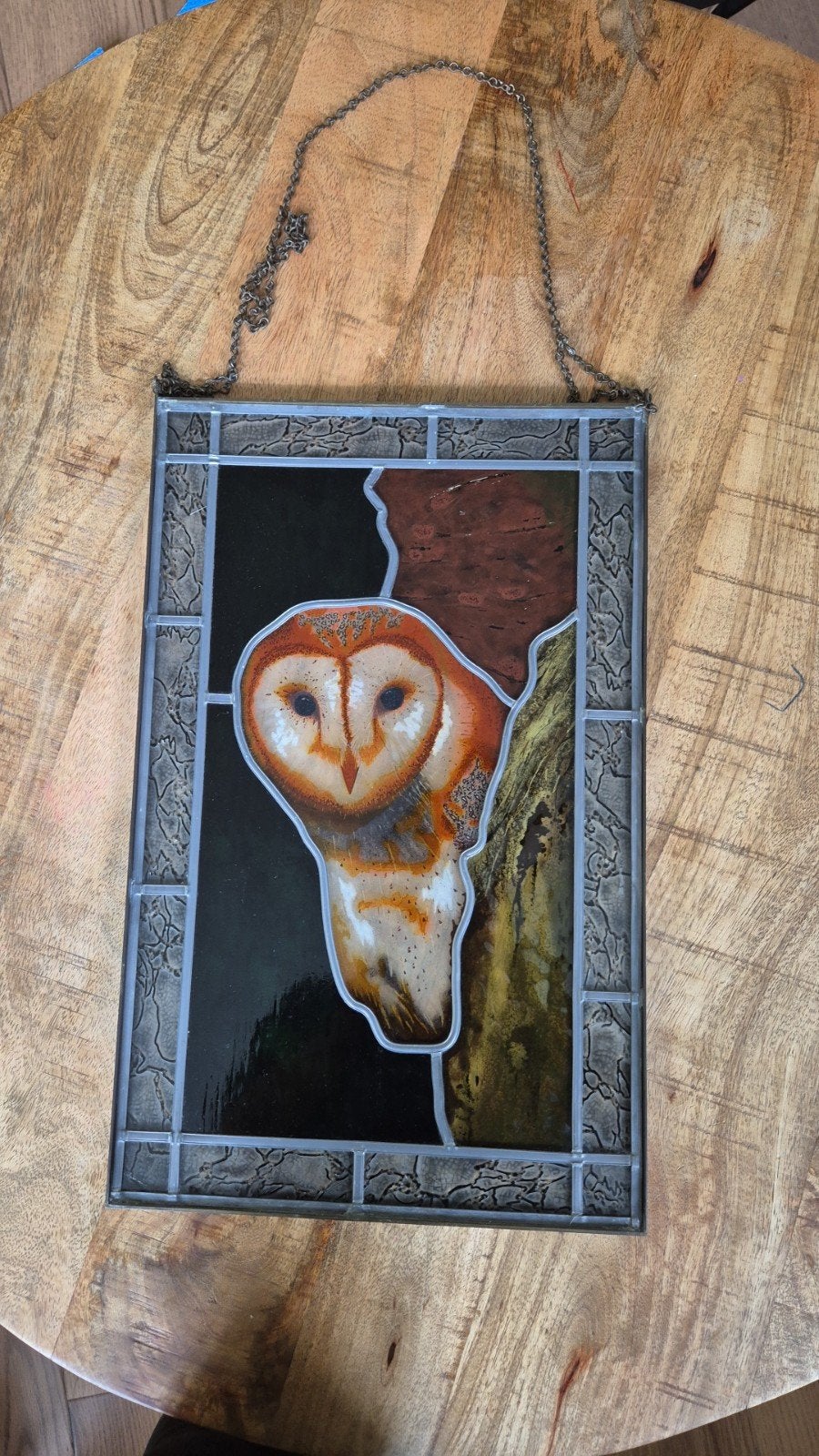 Uniek Glas-in-lood Raampaneel - Kerkuil (Handgemaakt), Ophalen