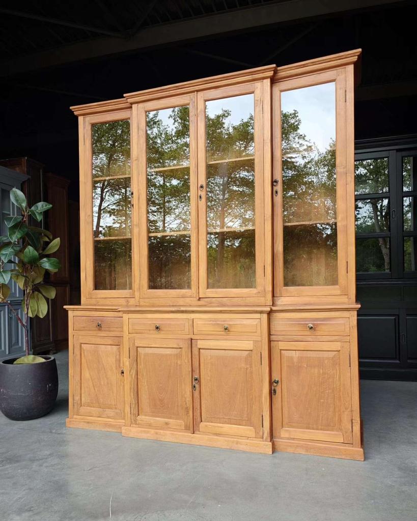 Teakhouten winkelkast | Winkelvitrine | Buffetkast #0250, Niet ingevuld, Glas, Gebruikt, Met deur(en)