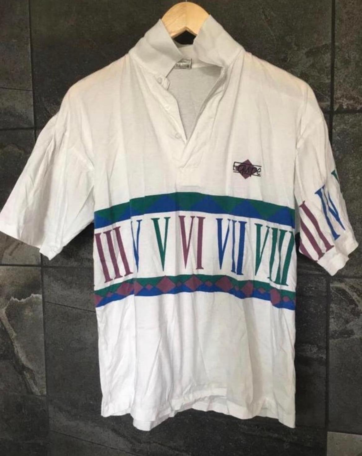 Vintage Equipe Polo Shirt Maat 46-48 (M) - Wit met print, Ophalen of Verzenden, Zo goed als nieuw, Maat 48/50 (M), Wit