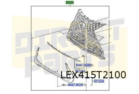 Lexus UX (3/19-) voorbumpergrille "Luxury Package" Origineel, -, -, Nieuw, Lexus