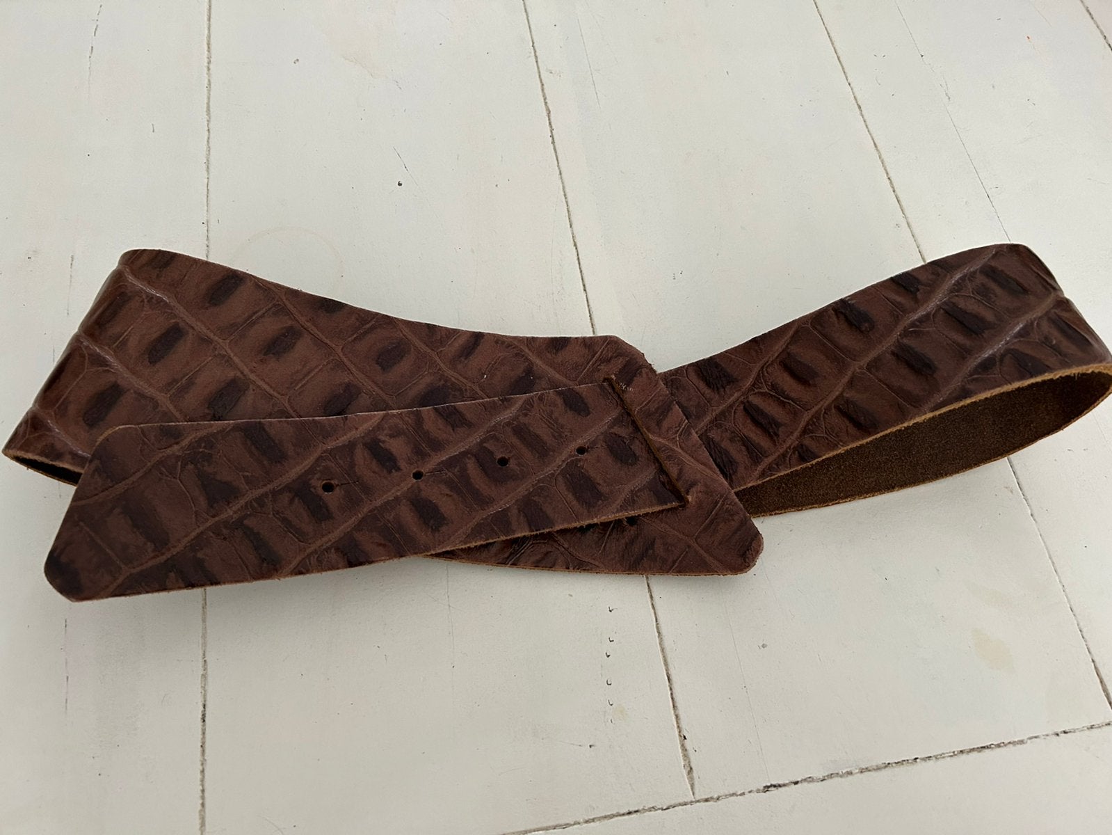 Riem croco print bruin leer Mt 95, Ophalen of Verzenden, Zo goed als nieuw, Bruin, 90 tot 100 cm