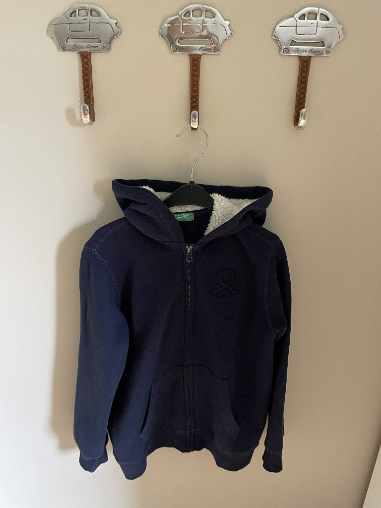 Borg vest maat 140 donker blauw Benetton, Ophalen, Trui of Vest, Zo goed als nieuw, Jongen
