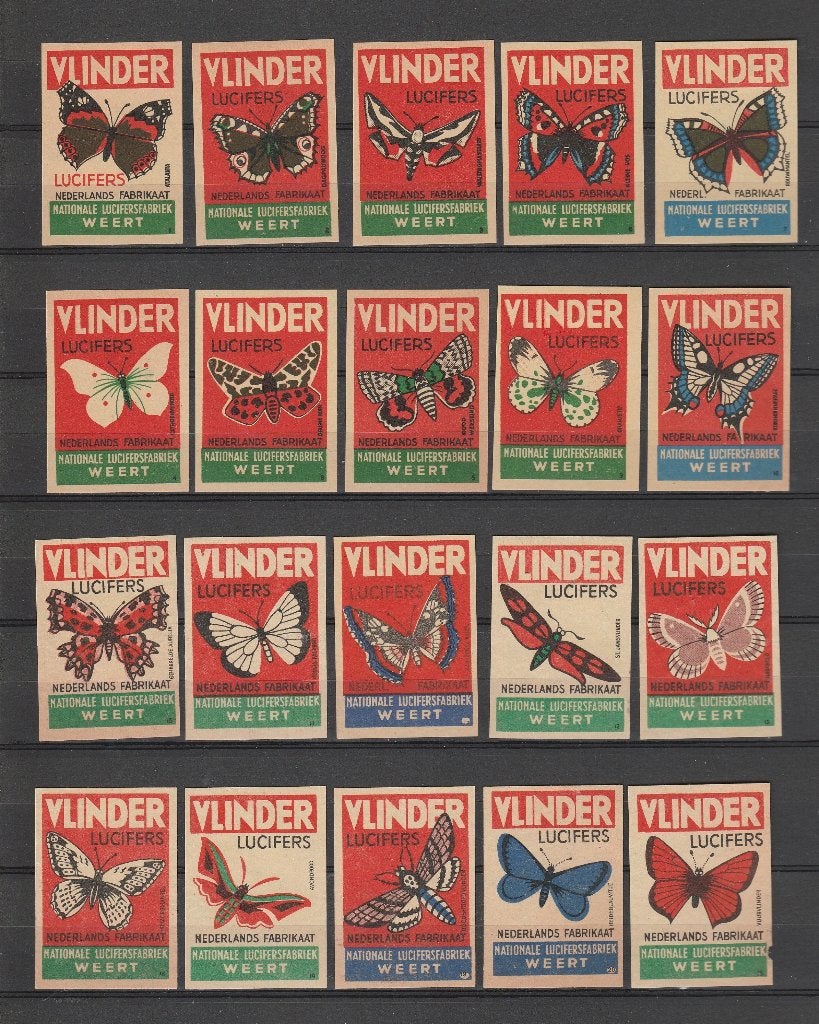 Lucifermerken,  Vlinder  (150), Verzenden, Zo goed als nieuw, Luciferdoosjes of -merken