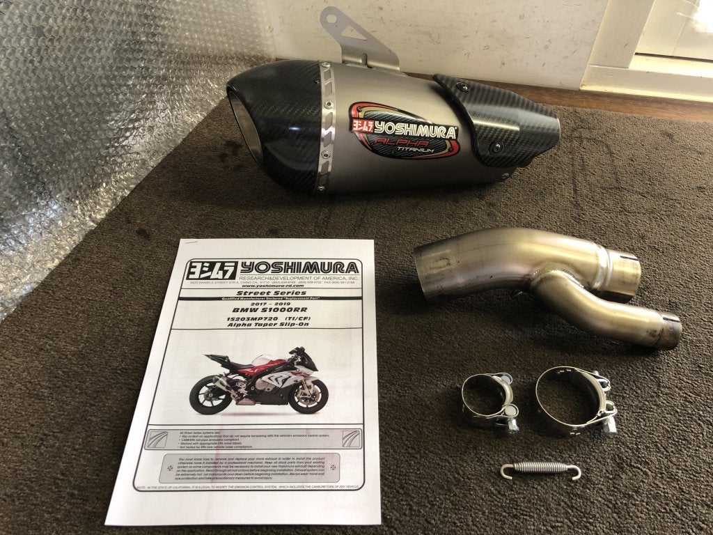 Yoshimura Alpha T Works Finish uitlaat BMW S1000RR 2017 2018, Yoshimura R&D of America, Inc., Gebruikt, Sales@yoshimura-rd.com
