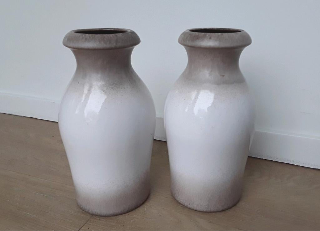 West Germany vaas Scheurich 208-21, wit beige, per stuk!!, Wit, Aardewerk of Porselein, Ophalen of Verzenden, Zo goed als nieuw