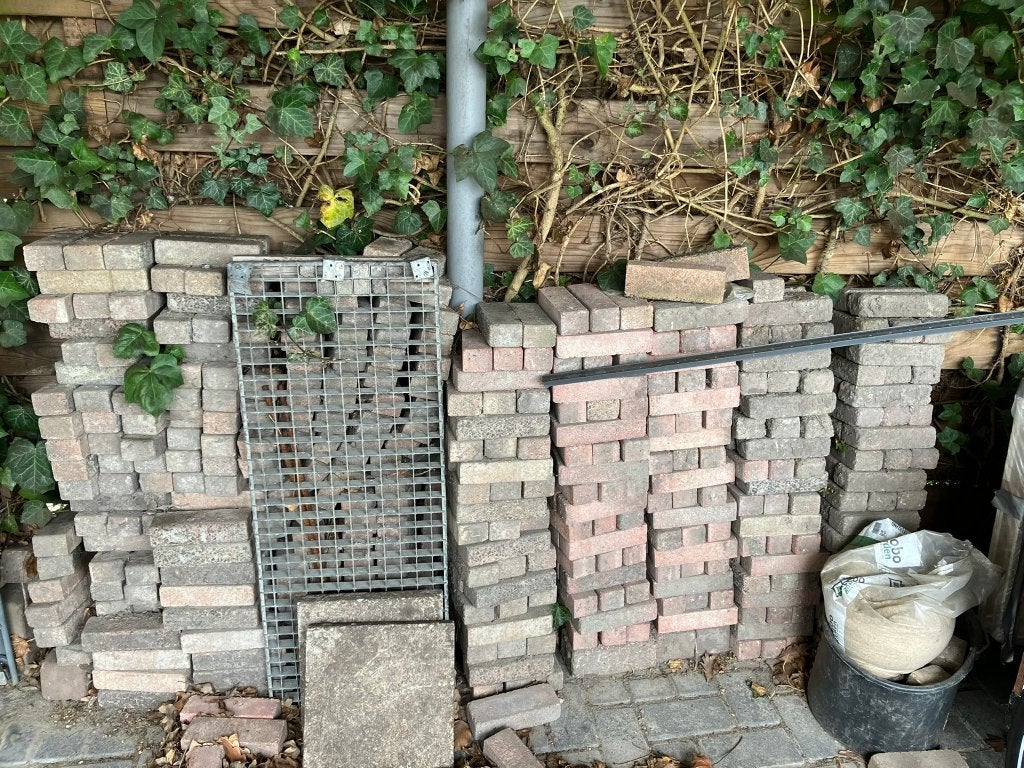 GRATIS klinkers tuintegeltjes, Ophalen, Gebruikt, Klinkers, 5 tot 10 m²
