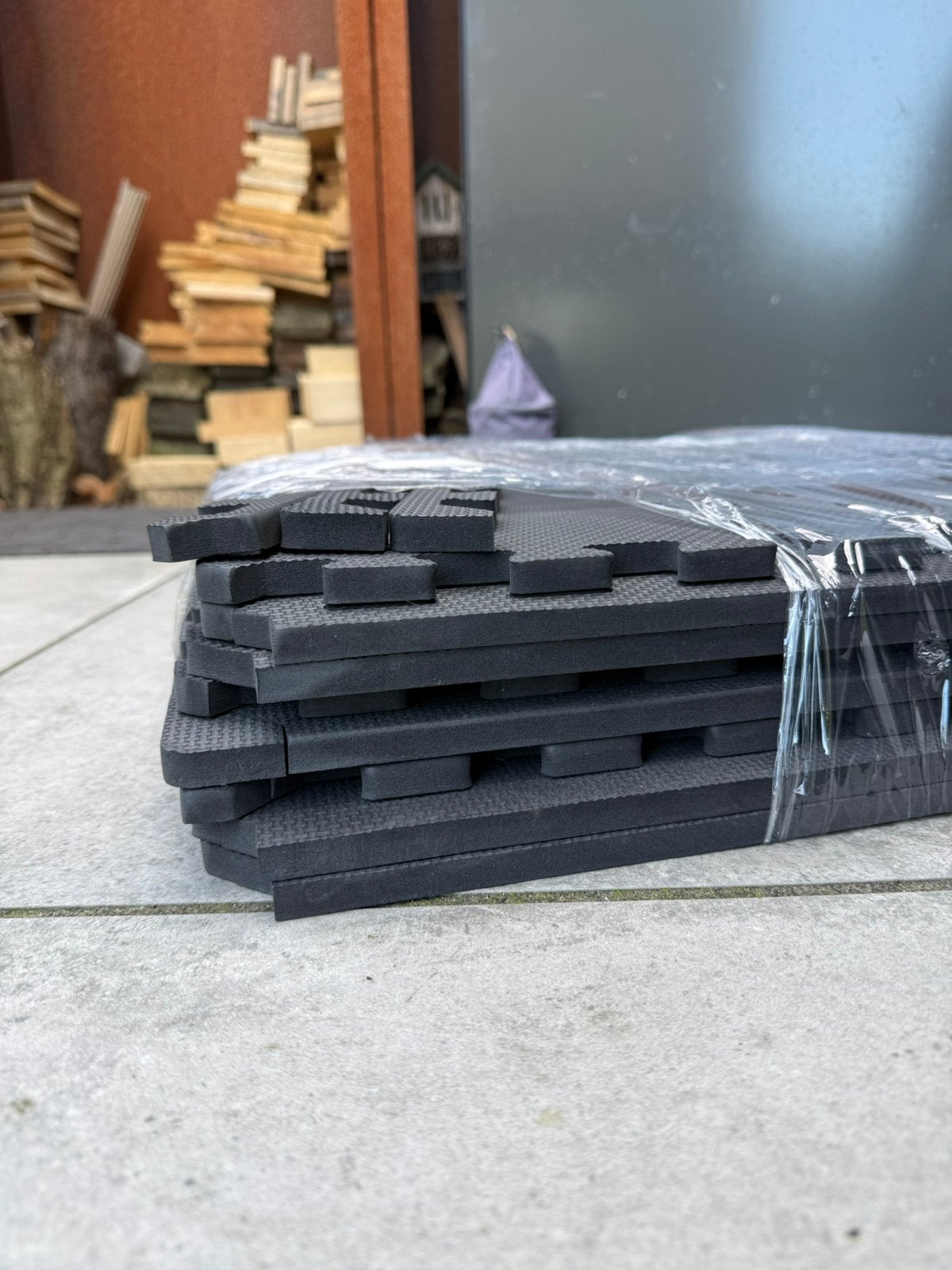 2 sets Taurus puzzelmatten zwart | 6060 cm | 12 mm dik, Ophalen, Gebruikt, Fitnessmat
