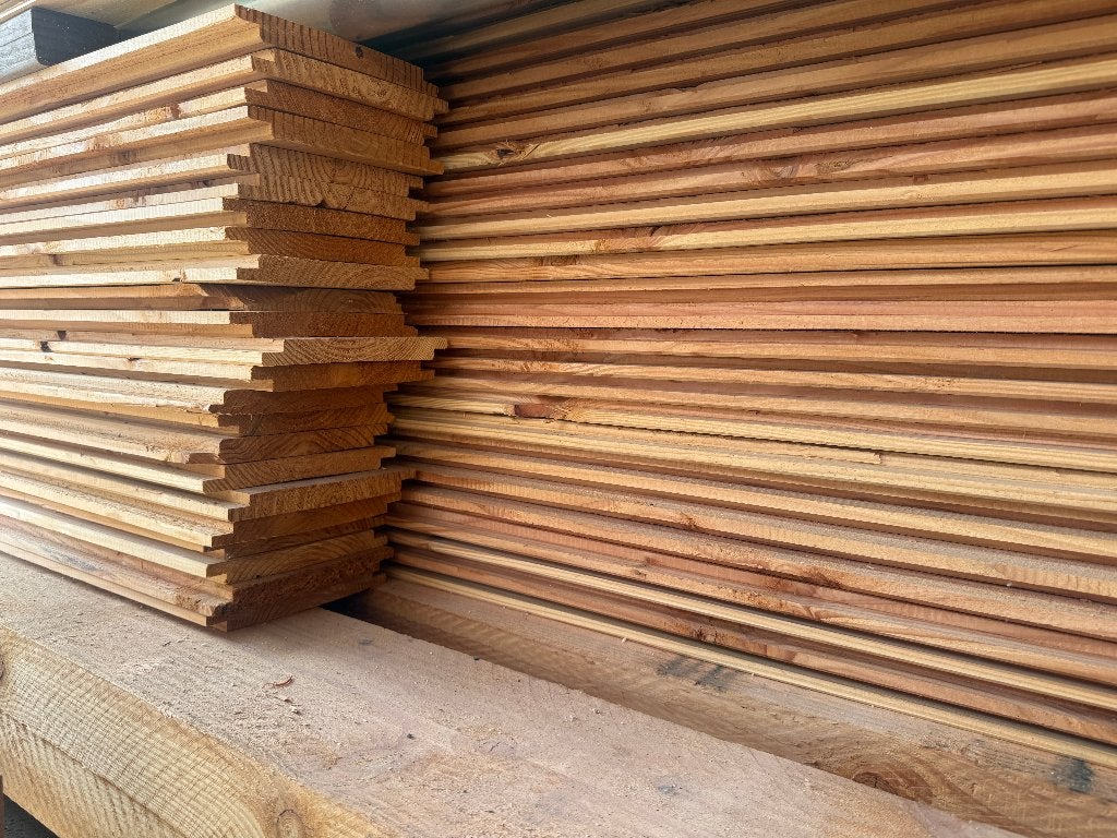 Douglas hout - vellingdelen 22x175 en balken 75x200 - nieuw, Ophalen, 25 tot 50 mm, Nieuw, Plank