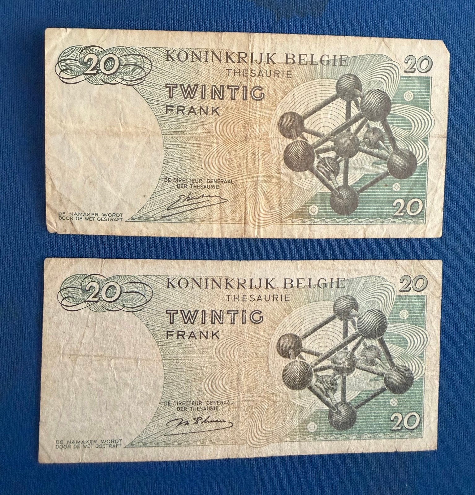 2 Belgische 20 Frank biljetten uit 1964, Postzegels en Munten, Ophalen of Verzenden, Setje