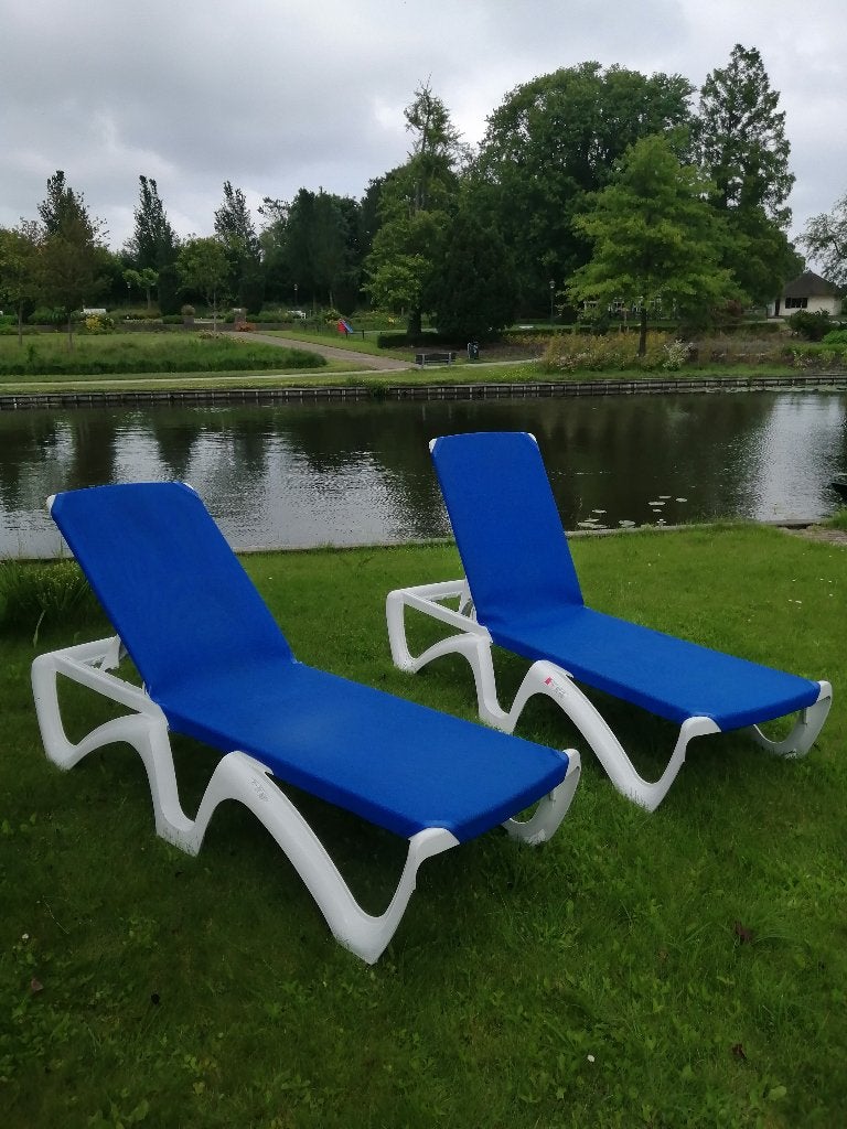 zonnebed, Huis en Inrichting, Stoelen, Ophalen, Kunststof, Blauw, Zo goed als nieuw