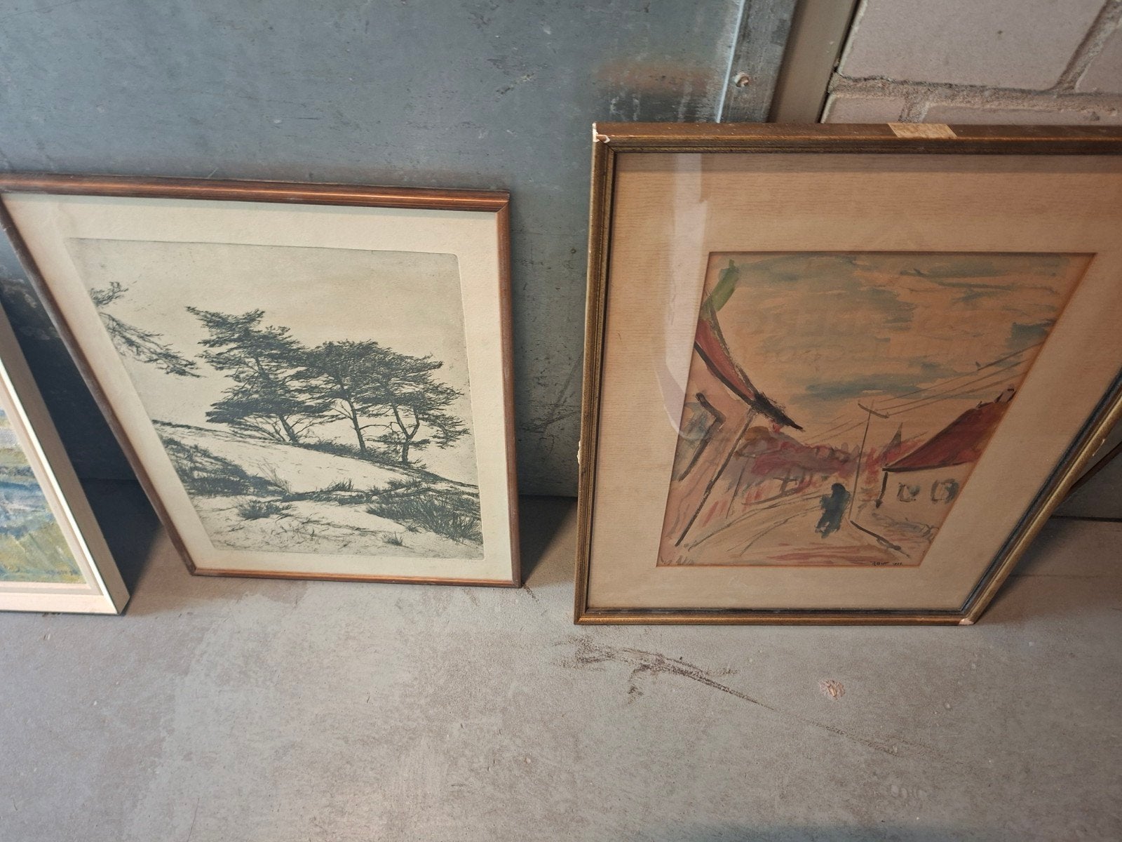 Diverse collectie schilderijen en tekeningen, Antiek en Kunst, Kunst | Schilderijen | Klassiek, Ophalen, Overige stijlen, Doek