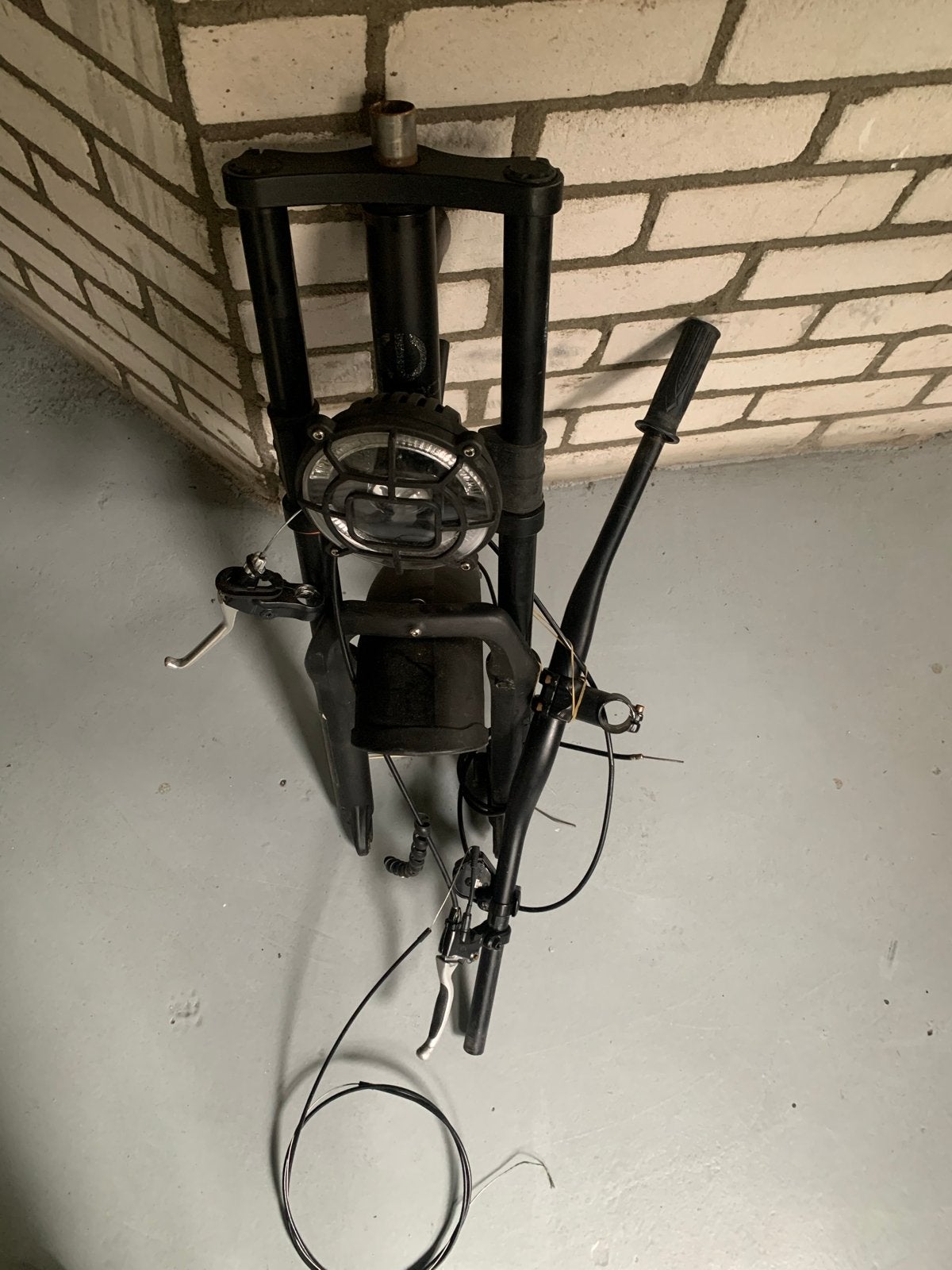 Voorvork met stuur en verlichting voor fatbike, Fietsen en Brommers, Fietsonderdelen, Gebruikt, Staal, Ophalen of Verzenden, Voorvork
