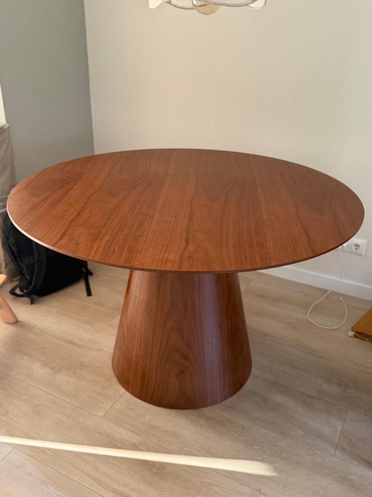 Ronde houten tafel, Huis en Inrichting, Tafels | Salontafels, Ophalen, 100 tot 150 cm, Rond, Zo goed als nieuw
