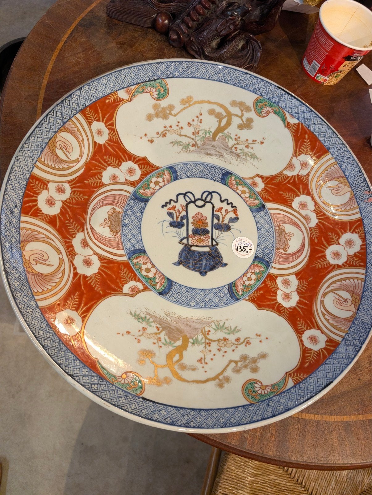 Antieke imari schotel 46 cm. Doorsnede €135., Ophalen