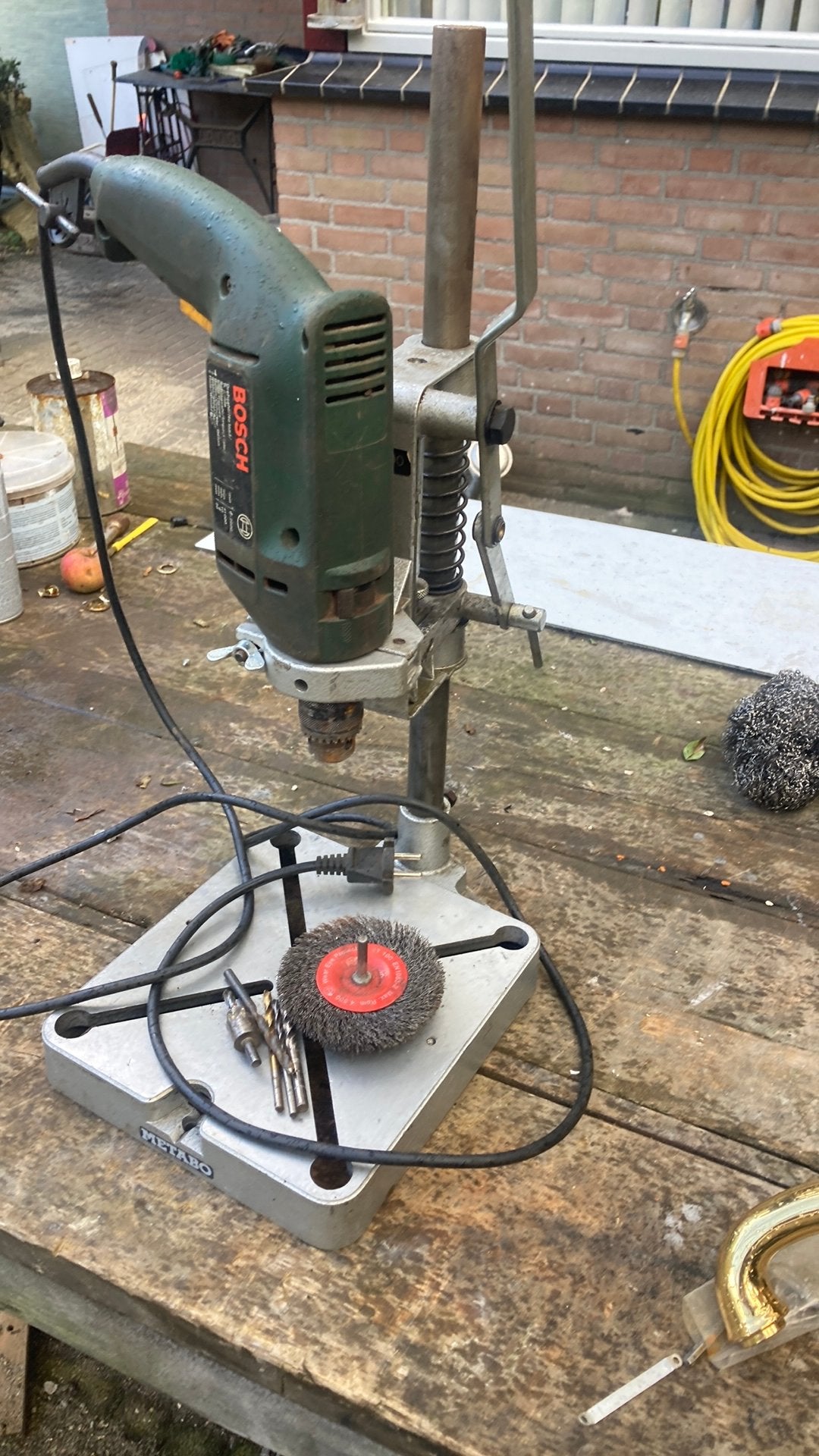 Metabo boorstanda ar d met Bosch boormachine en div boren, Hobby en Vrije tijd, Ophalen, Gebruikt