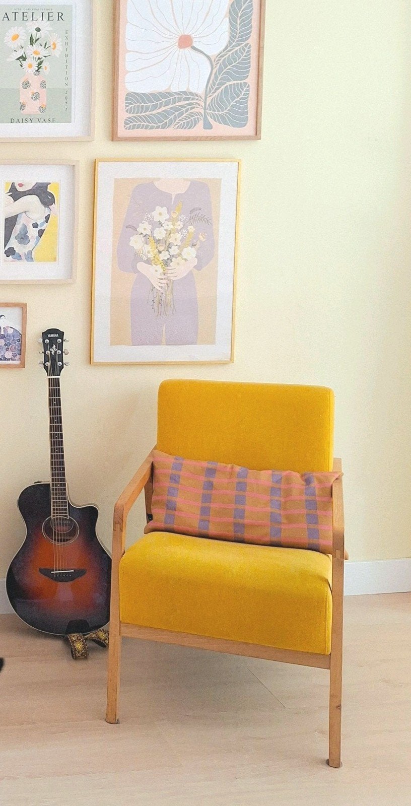 leuke gele fauteuil, Huis en Inrichting, Fauteuils, Ophalen, Gebruikt, 75 tot 100 cm, 50 tot 75 cm
