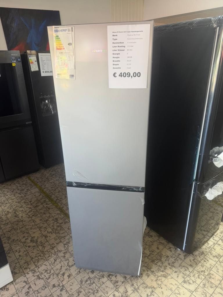 Hisense koelvriescombinatie nieuw 4 vriesladen rvs, Hisense, Hisense, 200 liter of meer, Met aparte vriezer
