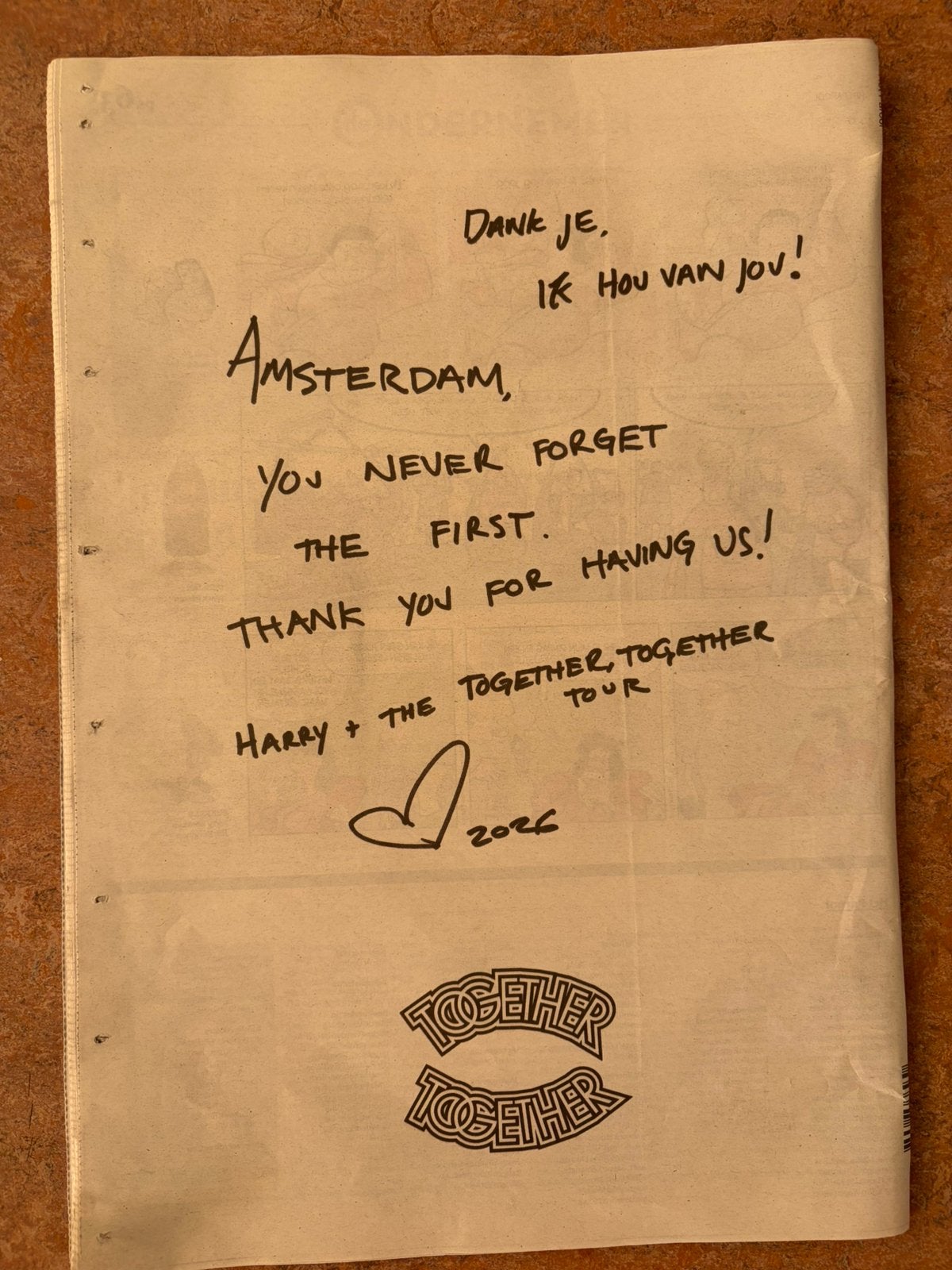 Harry Styles Parool, Ophalen of Verzenden, Zo goed als nieuw, Krant