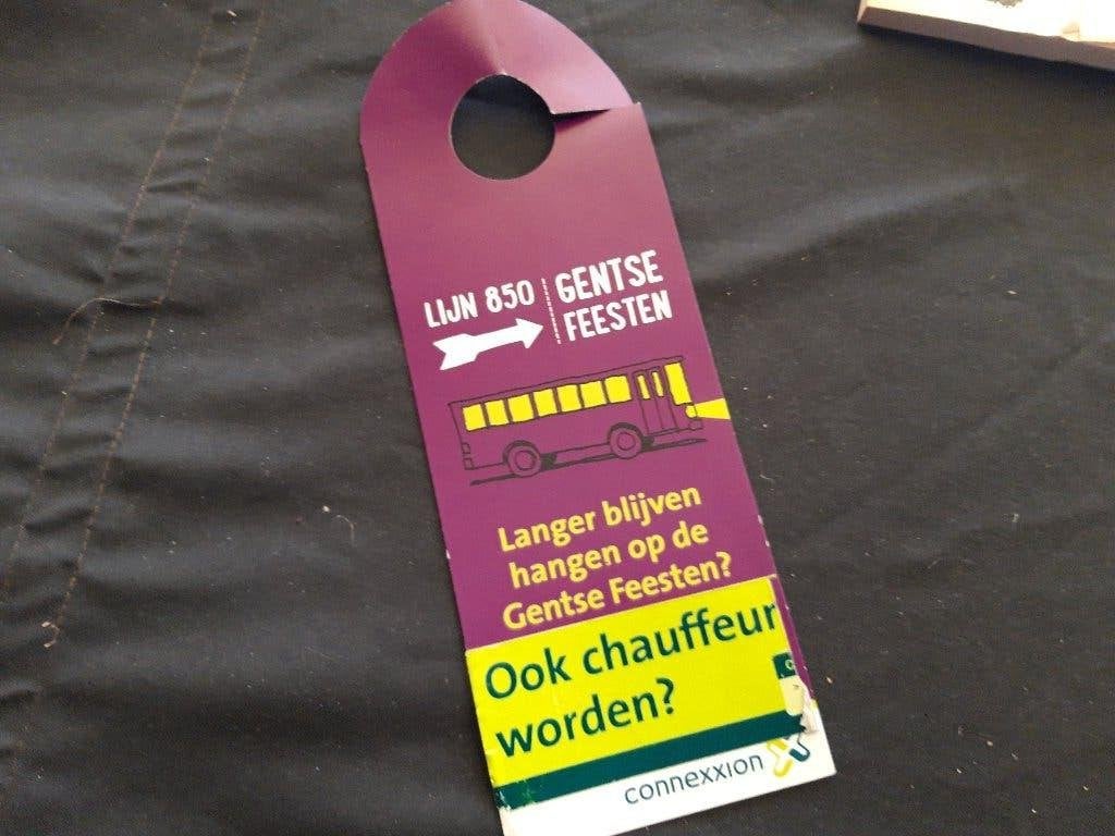 Connexion -  folder Gentse Feesten busdienst - jaren 80, Verzamelen, Spoorwegen en Tramwegen, Ophalen of Verzenden, Zo goed als nieuw