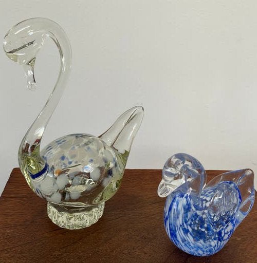 Murano Glas Zwaan en Eendje Mondgeblazen, Antiek en Kunst, Antiek | Glas en Kristal, Ophalen of Verzenden