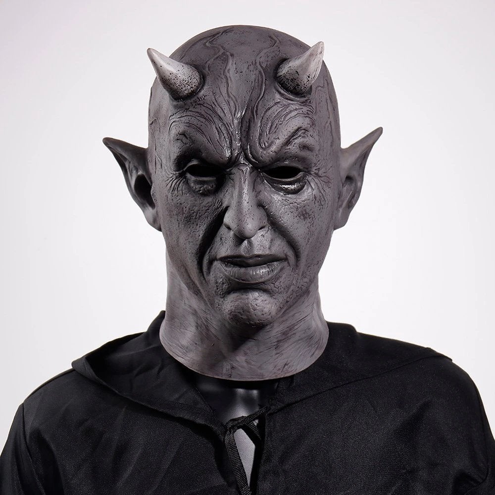 Duivel Grijs Masker Satan Lucifer 666 Horror Halloween Eng, Verzenden, Nieuw, Feestartikel, Halloween of Griezel