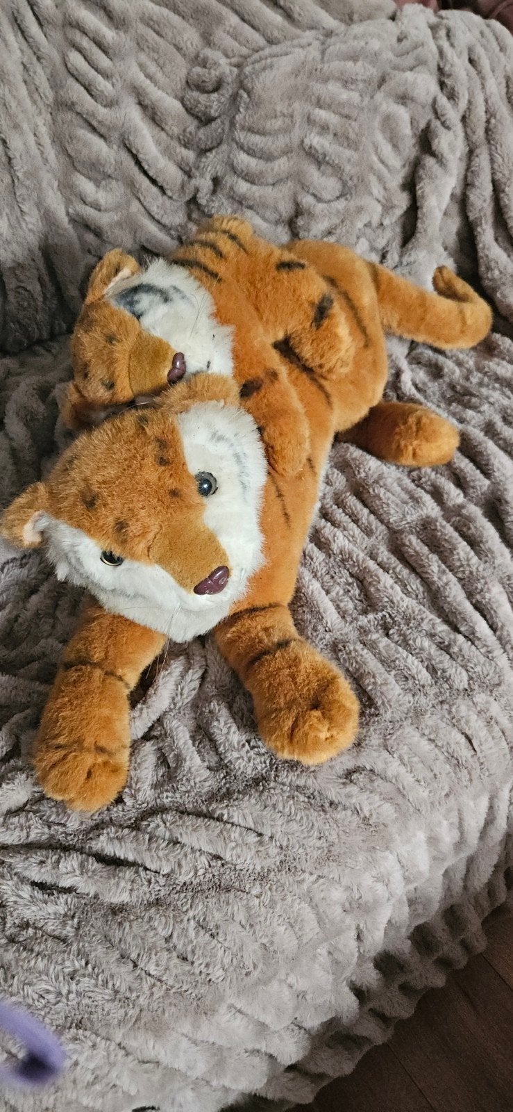 Grote Tijger Knuffel met kleintje  goede staat, Oranje, Overige merken, Overige karakters, Ophalen of Verzenden