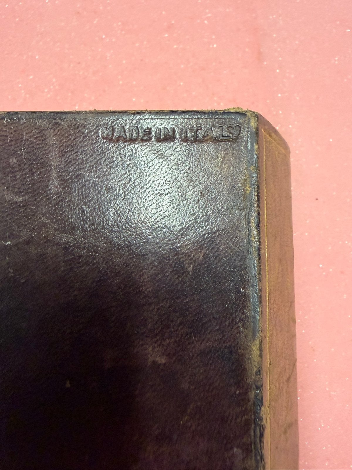 Antieke Italiaanse houten doos met leer en gouddecoratie, Ophalen of Verzenden