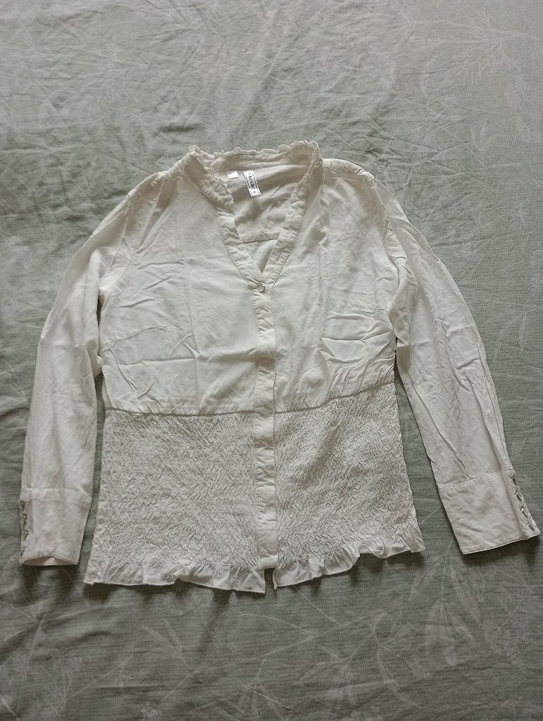 Dames Blouse, Wit - Maat 42, Ophalen of Verzenden, Zo goed als nieuw, Maat 42/44 (L), Wit