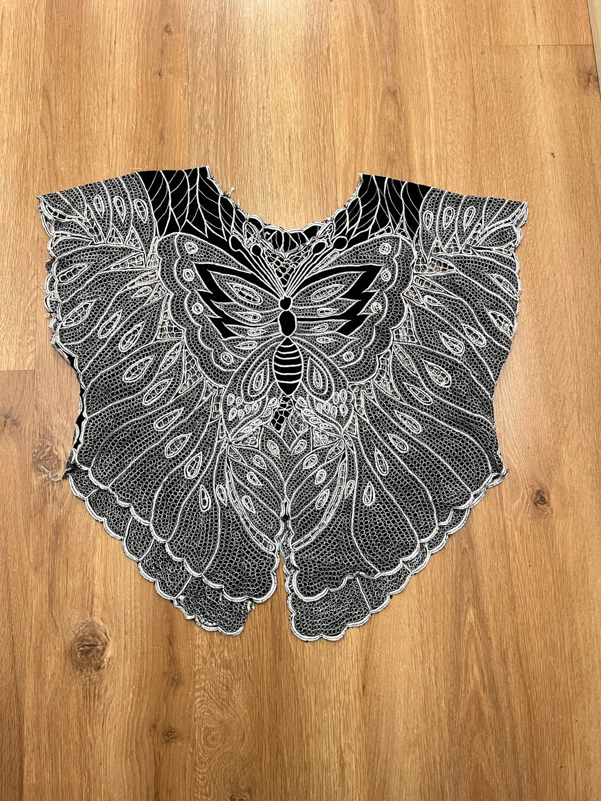 Zwart-wit vlinder kant topje, Kleding | Dames, Tops, Maat 38/40 (M), Zwart, Ophalen of Verzenden, Zo goed als nieuw