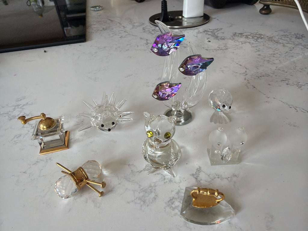 Diverse kristallen deels swarovski beeldjes - decoratie, Ophalen of Verzenden, Zo goed als nieuw, Figuurtje