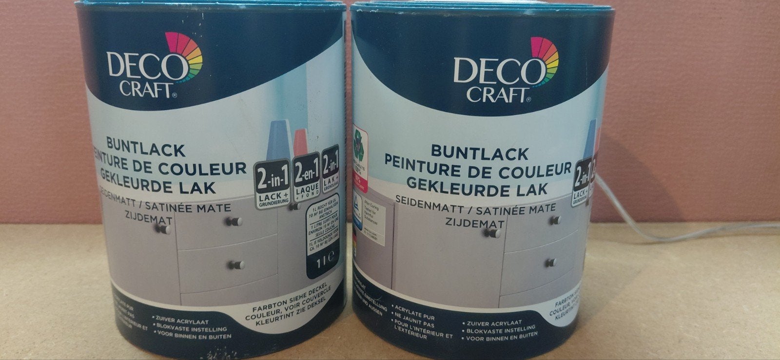 Deco Craft Buntlack Zijdemat Gekleurde Lak - 2x 1 liter, Ophalen