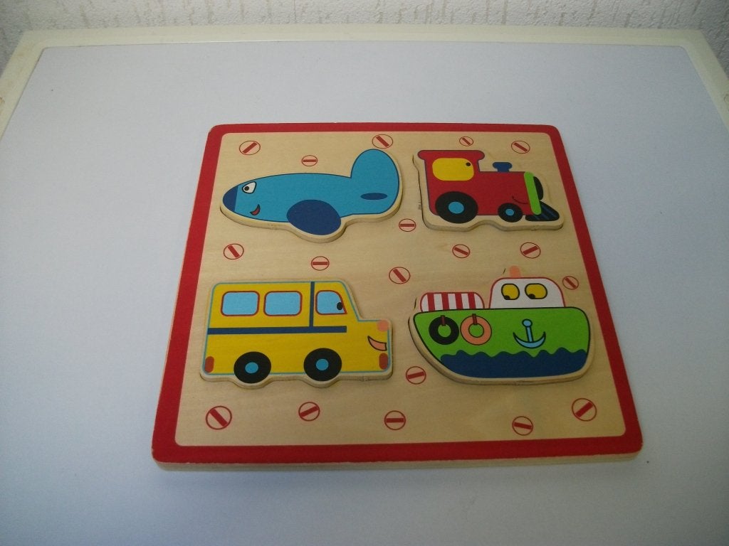 Puzzel voertuigen 4 delig, Kinderen en Baby's, Speelgoed | Houten speelgoed, Ophalen of Verzenden, Gebruikt