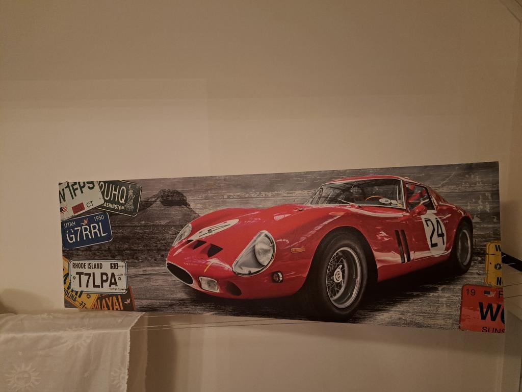 Schilderij canvas Ferrari 250 GTO vintage uniek140 x 45 cm, Huis en Inrichting, Woonaccessoires | Schilderijen, Tekeningen en Foto's