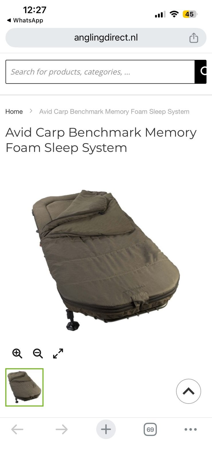 Avid Carp Benchmark Memory Foam Sleep System fox solar jag, Ophalen of Verzenden, Zo goed als nieuw, Overige typen