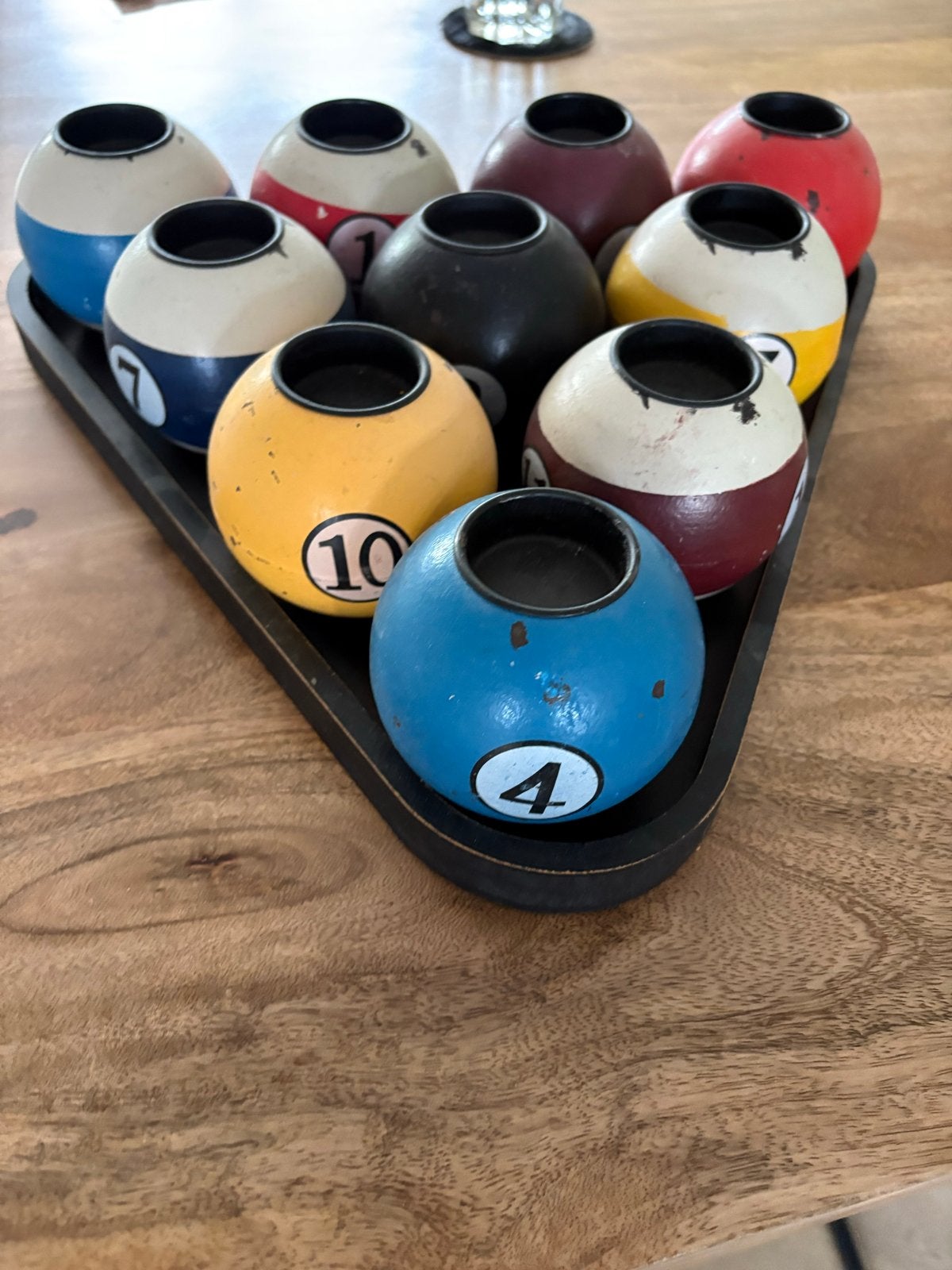 Biljartballen kaarsenhouder set, Ophalen, Gebruikt