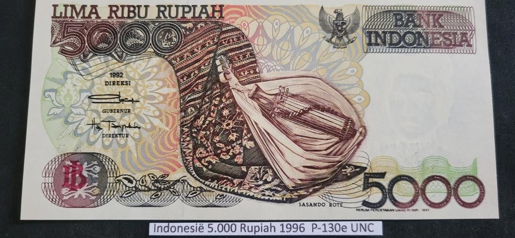 Indonesië 5000 Rupiah 1996 P-130e UNC bankbiljet, Postzegels en Munten, Bankbiljetten | Azië, Ophalen of Verzenden