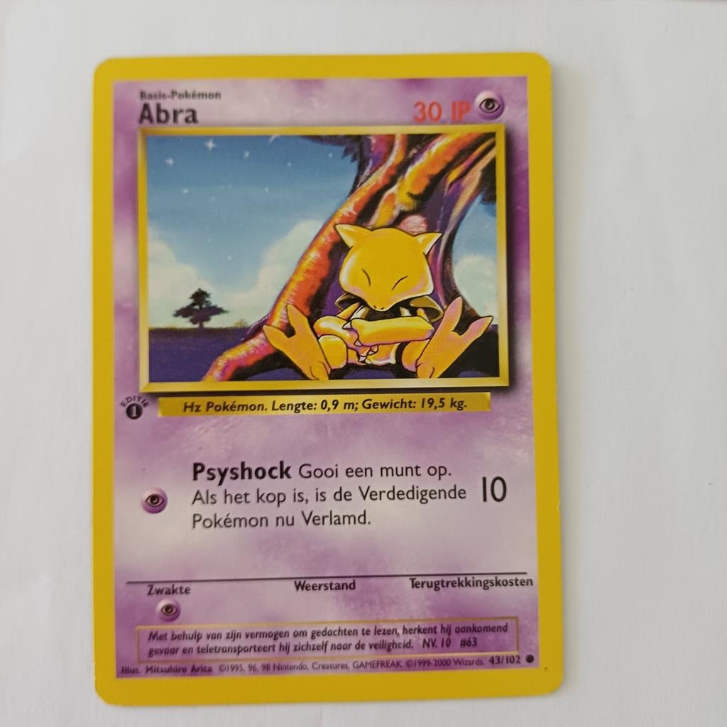 First edition Abra base set, Ophalen of Verzenden, Zo goed als nieuw