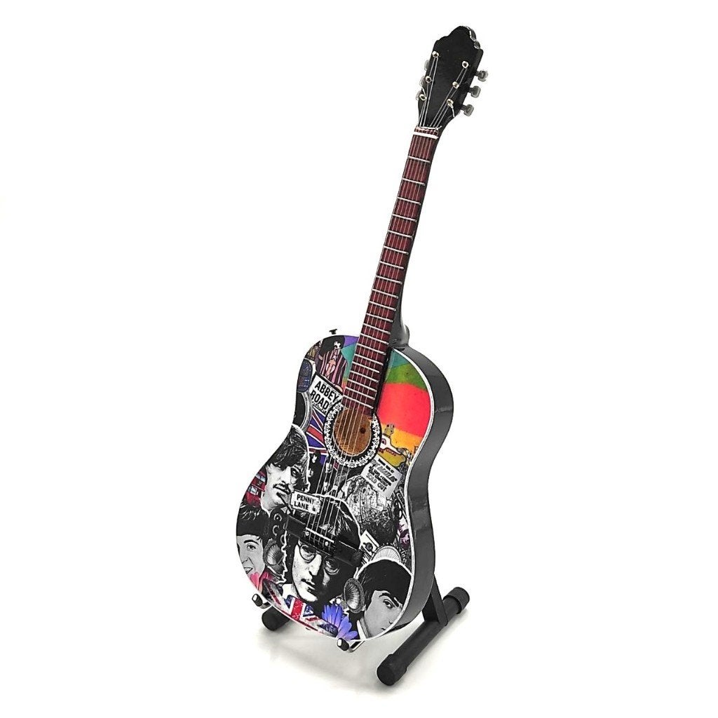 The Beatles gekleurd miniatuur gitaar 25cm mini guitar deco, Info@deconoord.nl, Deco Noord, Nieuw, Ophalen of Verzenden