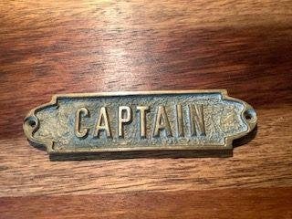 Captain deurbord boot deurbordje messing, Tekstbord, Ophalen, Zo goed als nieuw