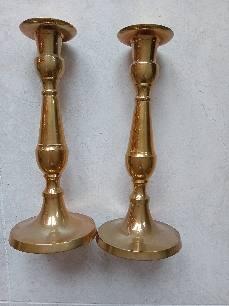 Stel antieke kandelaars., Ophalen of Verzenden, Koper of Brons