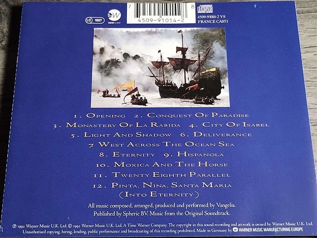 Vangelis - 1492 Conquest Of Paradise, Cd's en Dvd's, Ophalen of Verzenden, Zo goed als nieuw