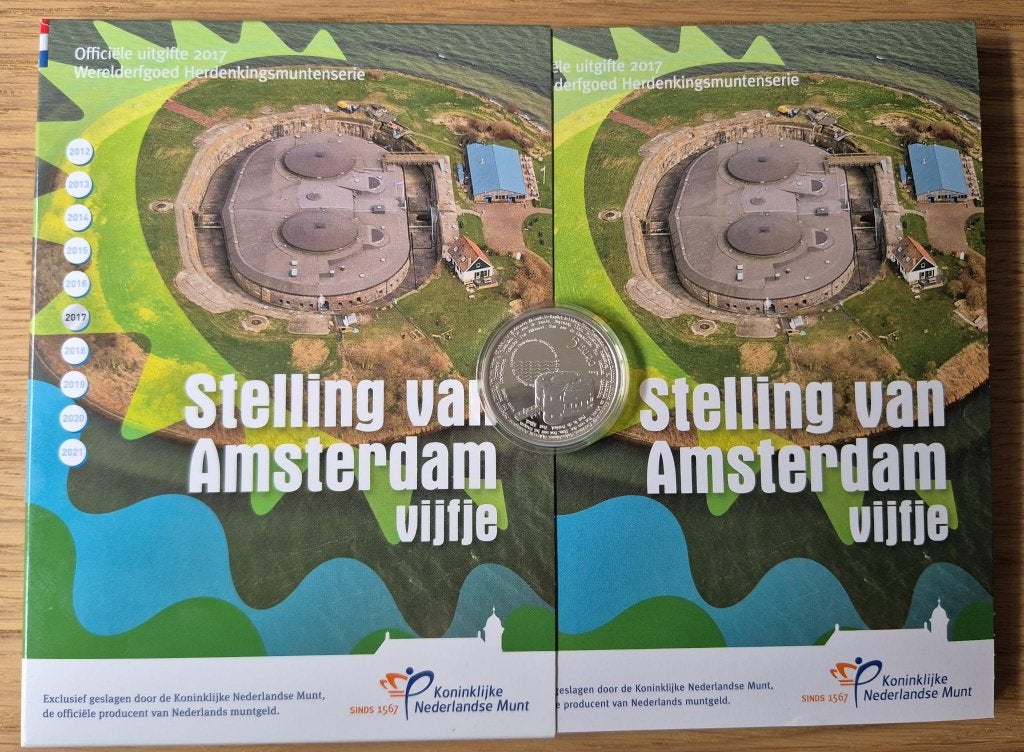 KNM 2017 Stelling van Amsterdam Vijfje Zilver Proof, Verzenden, Koningin Beatrix, Zilver, Euro's