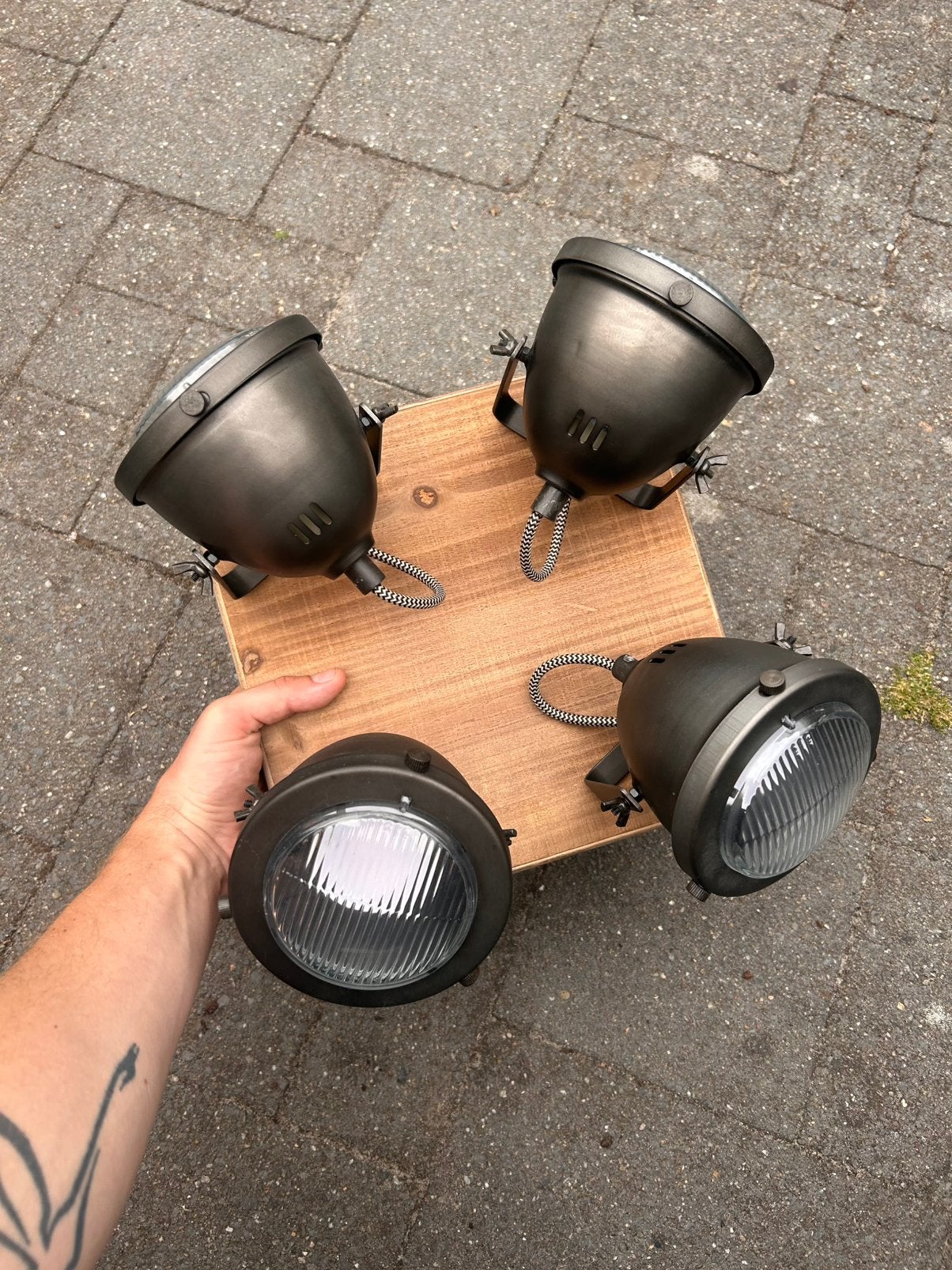 Plafondlamp ‘Brilliant Spot Carmen Wood 4xGU10’, Ophalen, Zo goed als nieuw