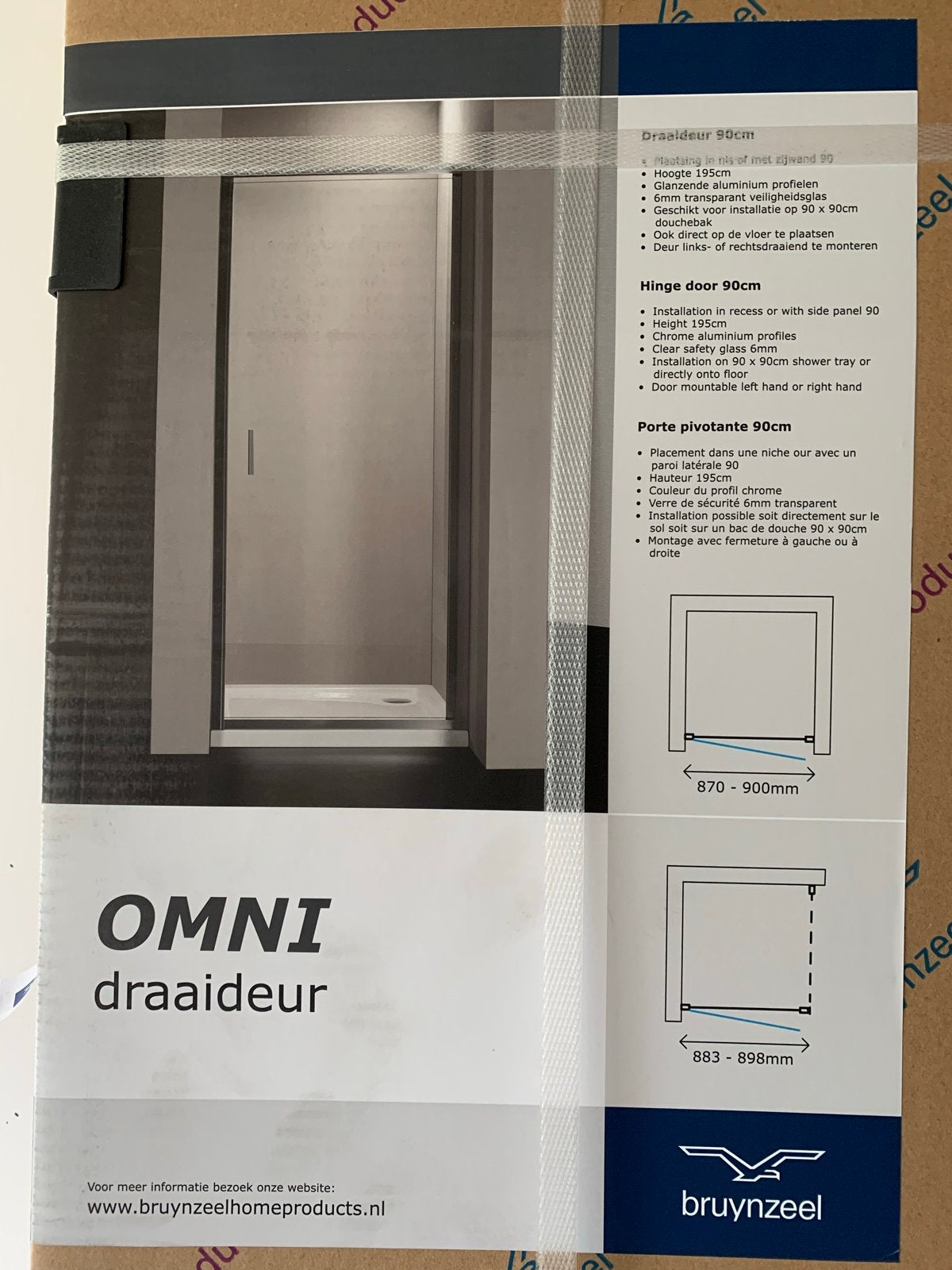 Bruynzeel OMNI Douche Draaideur 90cm - Nieuw in doos, Ophalen, Nieuw, Met douche